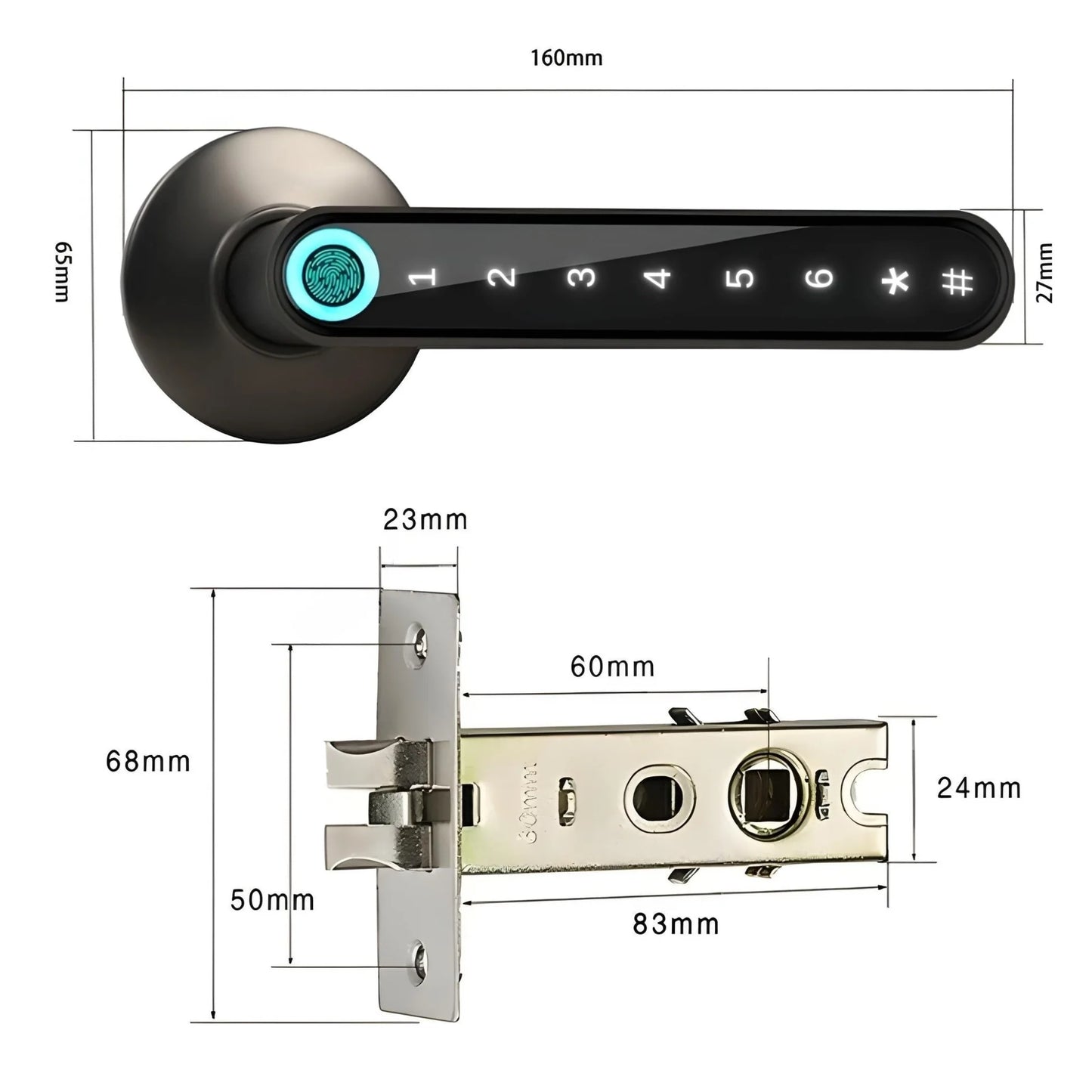 Nexora Fingerprint Door Lock – 4-in-1 Bluetooth Smart Lock